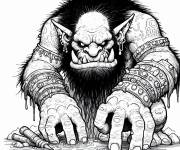 Coloriage Un g&eacute;ant Ogre assis sur une rochet