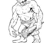 Coloriage Un grand Ogre en noir et blanc