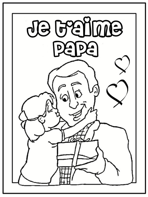 Coloriage La Fille exprime son amour a son Papa dessin gratuit à imprimer