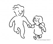 Coloriage Les enfants en route &agrave; l'&eacute;cole