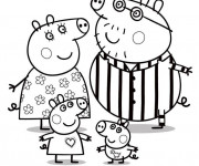 Coloriage Papa cochon et sa famille