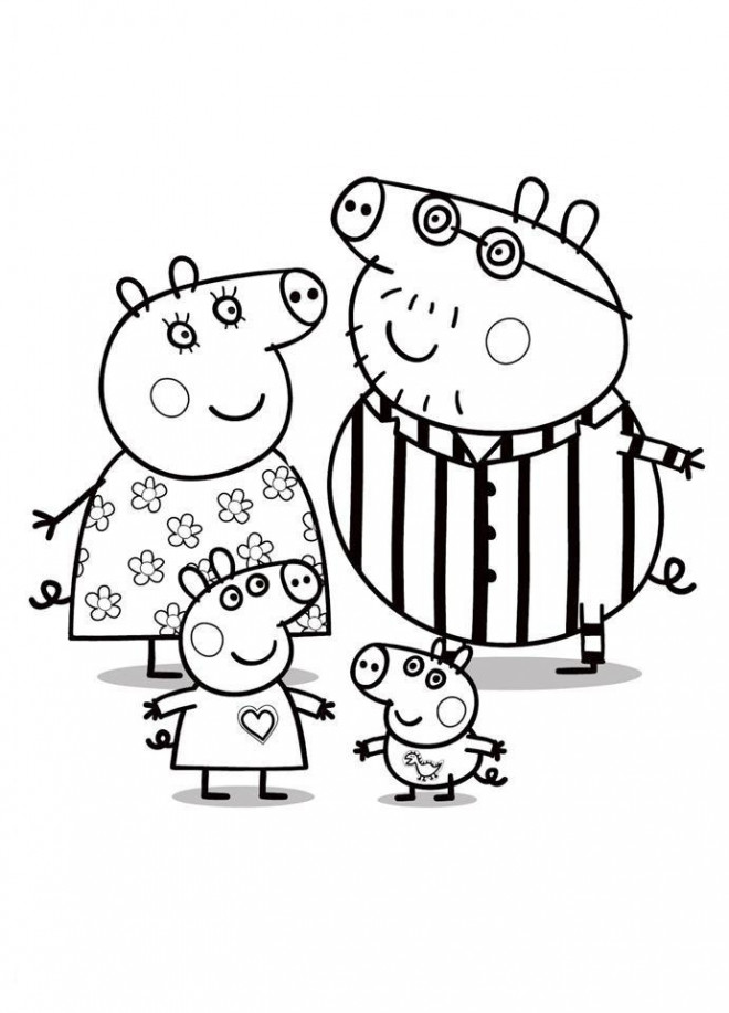 coloriage papa cochon et sa famille dessin gratuit a imprimer cowboy