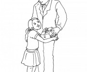 Coloriage Papa et sa fille