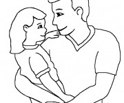 Coloriage Papa et sa petite fille