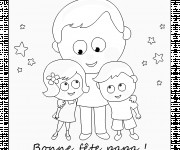 Coloriage Papa et ses enfants facile