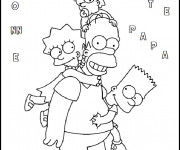 Coloriage Papa Homer et ses filles