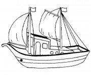 Coloriage Barque de P&ecirc;che