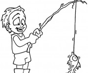 Coloriage Enfant p&ecirc;che