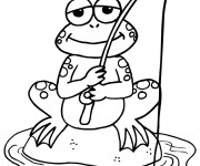 Coloriage Grenouille pêcheur