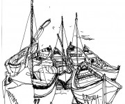 Coloriage Les barque de pêche