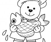Coloriage Ours p&ecirc;cheur