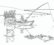 Coloriage et dessins gratuit Paysage de pêche à imprimer