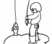 Coloriage P&ecirc;cheur dessin facile