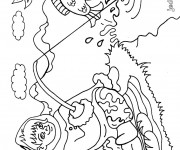 Coloriage P&ecirc;cheur dessin ligne