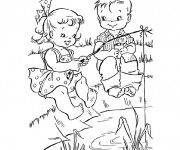 Coloriage pêcheurs  enfants