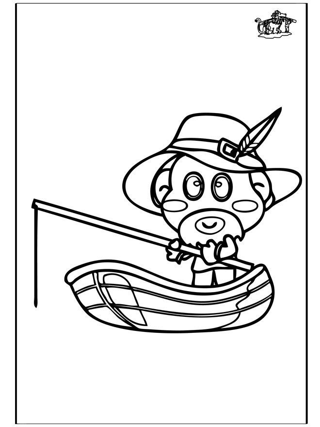 Coloriage et dessins gratuits Petit enfant pêche sur son barque à imprimer