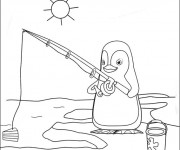 Coloriage Pingouin pêcheur