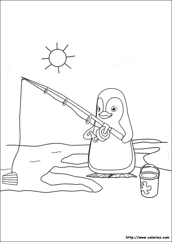 Coloriage et dessins gratuits Pingouin pêcheur à imprimer