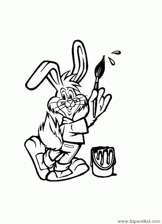 Coloriage et dessins gratuits Dessin de lapin peintre couleur à imprimer