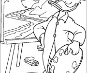Coloriage Donald Duck Peintre