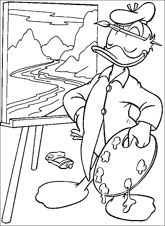 Coloriage et dessins gratuits Donald Duck Peintre à imprimer