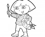 Coloriage Dora Peintre