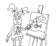 Coloriage Fille Artiste