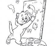 Coloriage Le  chat Peintre