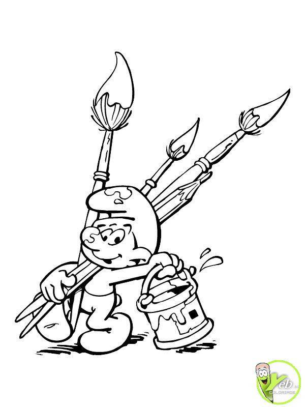 Coloriage Le Schtroumpf peintre dessin gratuit à imprimer