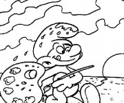 Coloriage Schtroumpf et son pinceau de peinture