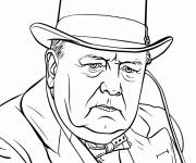Coloriage Churchill le Premier ministre britannique pendant la GM
