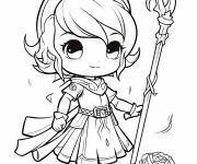 Coloriage Fille Jeanne d'Arc kawaii