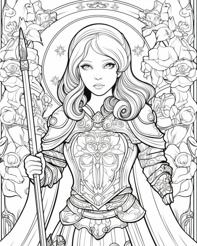 Coloriage Jeanne d'Arc de dessin animé dessin gratuit à imprimer