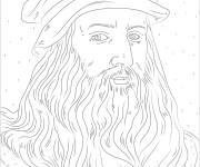 Coloriage L'artiste italien L&eacute;onard de Vinci
