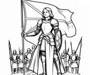 Coloriage La courageuse Jeanne d'Arc symbole de la r&eacute;publique