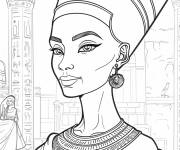 Coloriage La reine Nefertiti d&eacute;taill&eacute;