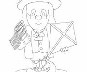 Coloriage Le pr&eacute;sident Benjamin Franklin aimable