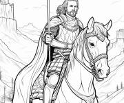 Coloriage Le roi Richard C&oelig;ur de Lion &agrave; cheval