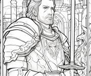 Coloriage Le roi Richard devant le ch&acirc;teau