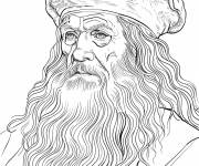Coloriage L&eacute;onard de Vinci le polymathe italien