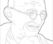 Coloriage Mahatma Gandhi portant ses lunettes