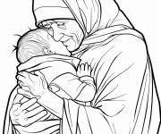 Coloriage M&egrave;re Teresa la religieuse catholique