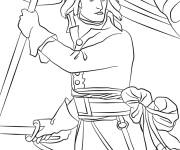 Coloriage Napol&eacute;on Bonaparte avec le drapeau de la France