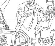 Coloriage Portrait de Christophe Colomb sur le Santa Maria