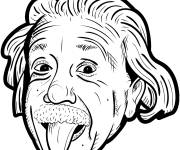 Coloriage Portrait de Einstein tirant la langue
