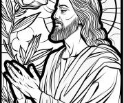 Coloriage Portrait de J&eacute;sus en contour