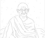 Coloriage Portrait du personnage indien gandi