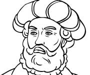 Coloriage Portrait proche de Vasco da Gama