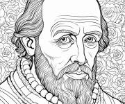 Coloriage Portrait r&eacute;aliste de William Shakespeare