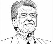 Coloriage Ronald Reagan, le 40e pr&eacute;sident des &Eacute;tats-Unis